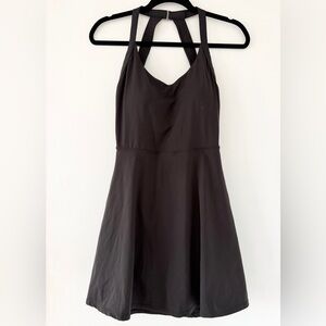 Halara Black Strappy Fit-and-Flare Active Skort Dress Medium Open Back Stretch